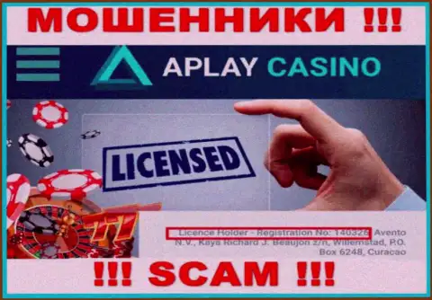 Не сотрудничайте с конторой APlayCasino, даже зная их лицензию, размещенную на онлайн-сервисе, Вы не сумеете уберечь денежные вложения
