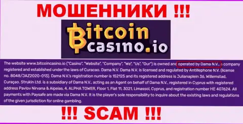 Контора Bitcoin Casino находится под крылом конторы Dama N.V.