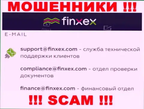 В разделе контактной инфы мошенников Finxex, размещен именно этот адрес электронной почты для связи