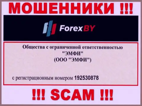 На веб-сервисе мошенников ForexBY Com показан этот регистрационный номер данной компании: 192530878