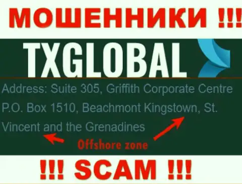 С мошенником TXGlobal Com очень опасно совместно работать, они расположены в офшорной зоне: St. Vincent and the Grenadines