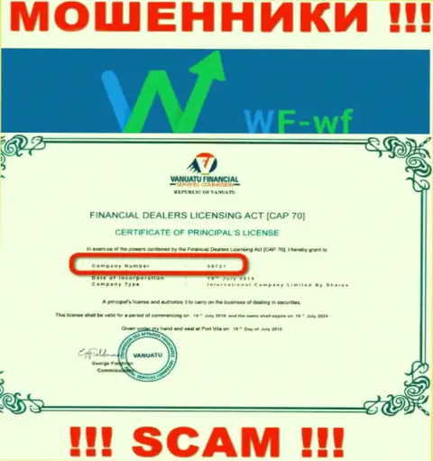 WFWF - регистрационный номер internet-кидал - 58731