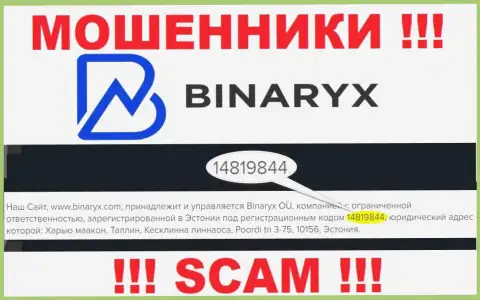 Binaryx не скрывают регистрационный номер: 14819844, да и для чего, накалывать клиентов он не мешает