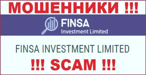 FinsaInvestmentLimited - юр лицо internet махинаторов организация Finsa Investment Limited