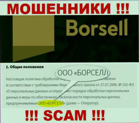 Воры Borsell принадлежат юридическому лицу - ООО БОРСЕЛЛ