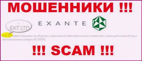 Компанией ЭКСАНТЕ руководит XNT LTD - данные с официального ресурса мошенников