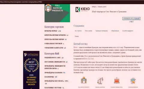 Материал об условиях совершения торговых сделок Форекс брокерской компании Kiexo Com, расположенный на веб-портале Директори ФинансМагнатес Ком