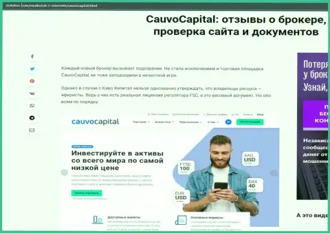 О условиях спекулирования Форекс-брокерской компании Cauvo Capital на веб-портале stolohov com