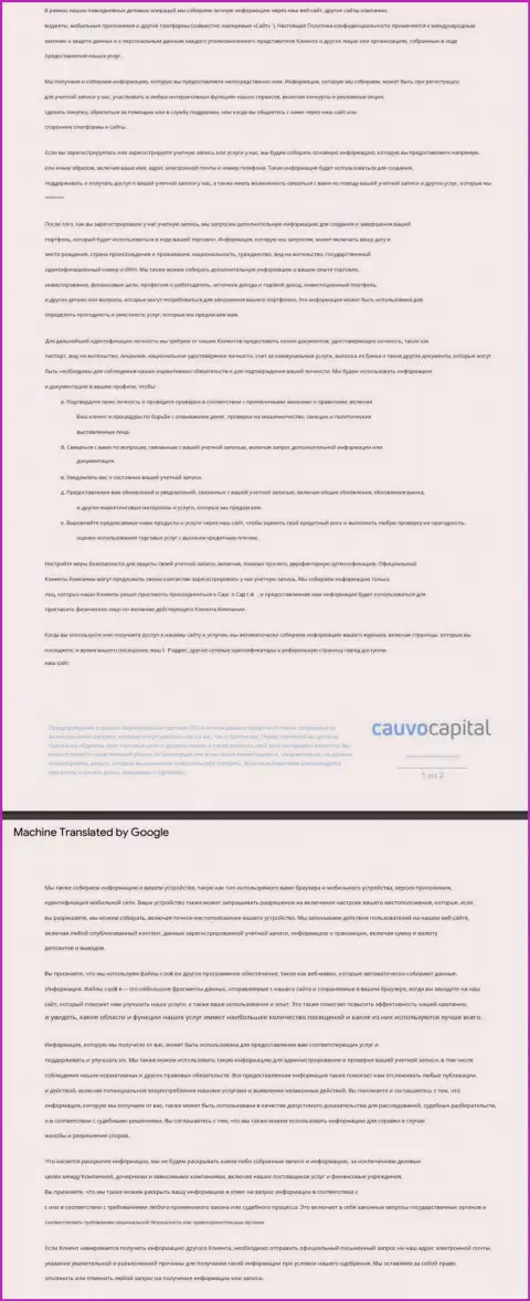 Политика конфиденциальности дилинговой компании CauvoCapital