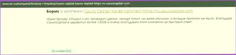 Комплиментарный отзыв о дилинговом центре Кауво Капитал на web-портале revocon ru