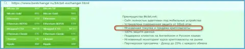 Достоинства обменного пункта БТК Бит, среди которых и оперативность обмена в обменке, в обзорной статье на web-сервисе BestChange Ru