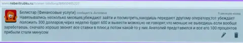Типичная система жульничества обманщиков Belistar предоставлена на интернет-ресурсе об ФОРЕКС-компаниях iambinarytrader ru